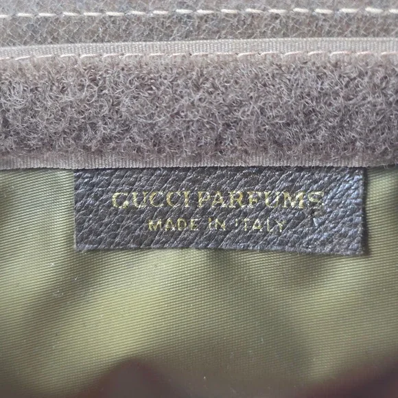 Vintage GUCCI Parfums GG Monogram Large Pouch Clutch Web Stripe NIB Italy 12